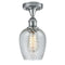 Salina Semi-Flush Mount shown in the Polished Chrome finish with a Clear Spiral Fluted shade