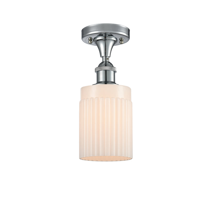 Hadley Semi-Flush Mount shown in the Polished Chrome finish with a Matte White shade