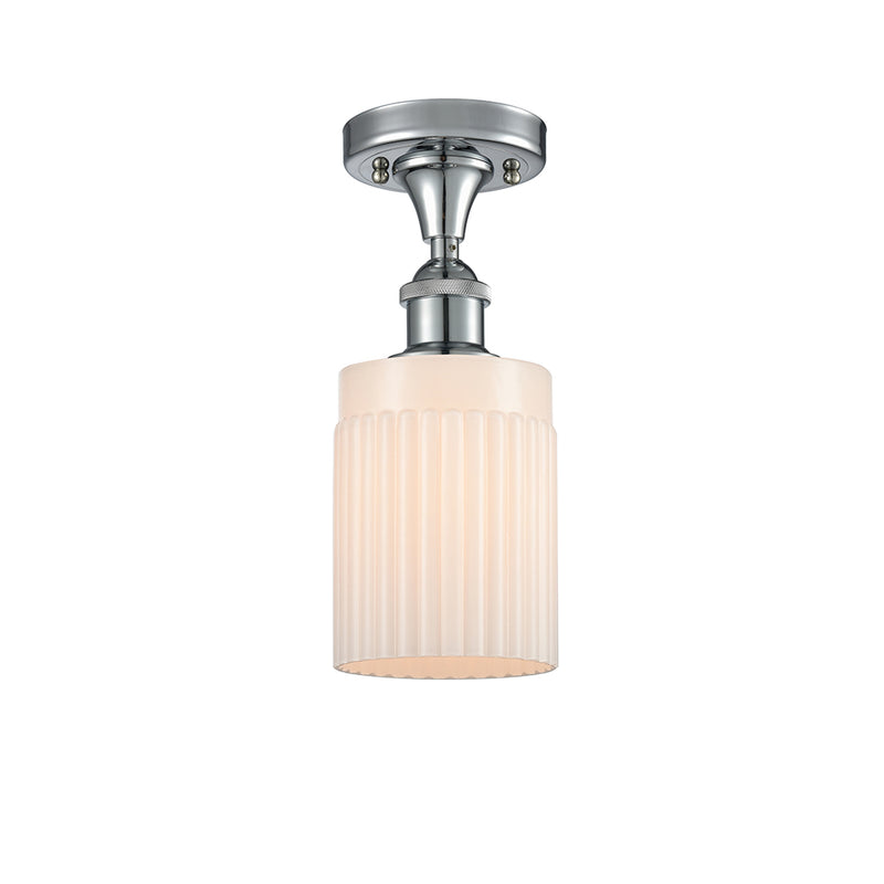 Hadley Semi-Flush Mount shown in the Polished Chrome finish with a Matte White shade