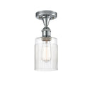 Hadley Semi-Flush Mount shown in the Polished Chrome finish with a Clear shade