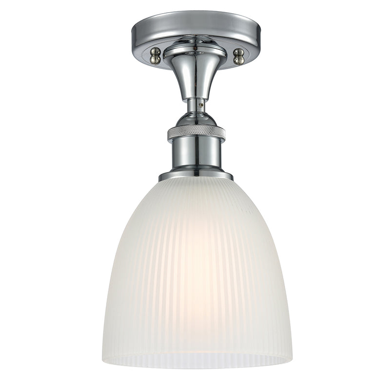 Castile Semi-Flush Mount shown in the Polished Chrome finish with a White shade