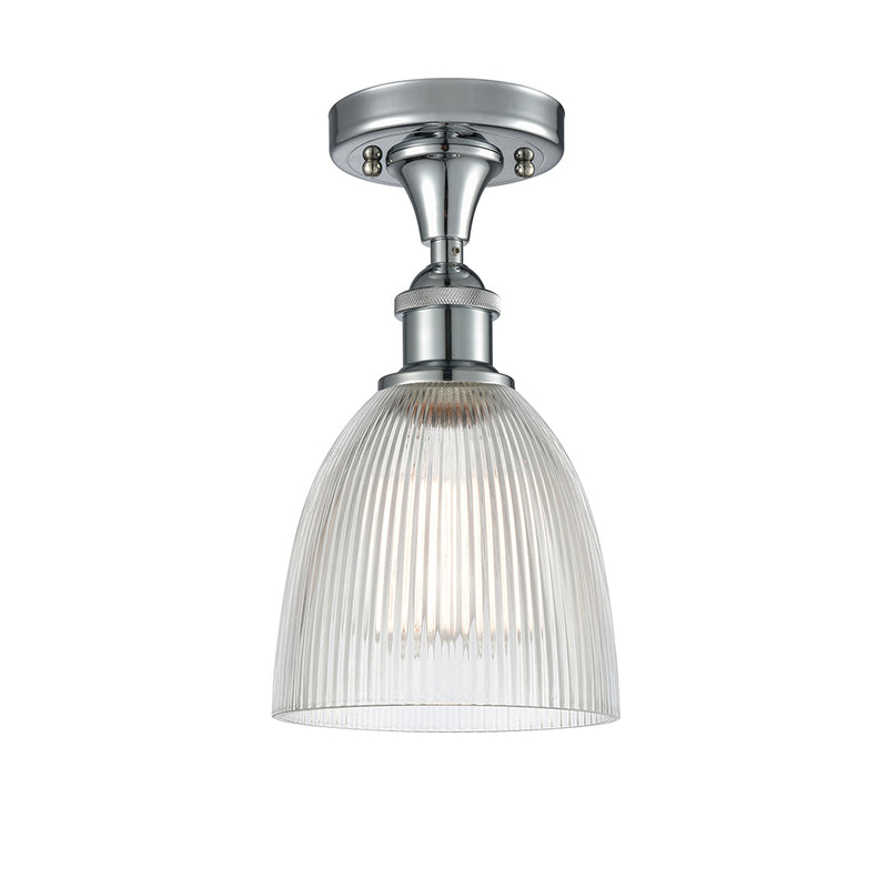 Castile Semi-Flush Mount shown in the Polished Chrome finish with a Clear shade