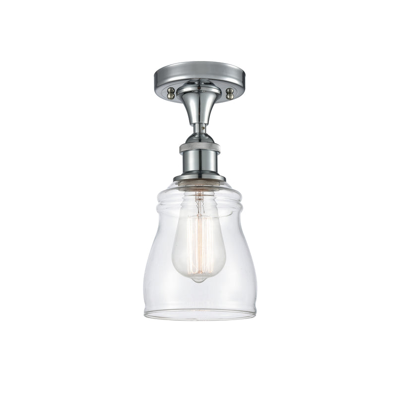 Ellery Semi-Flush Mount shown in the Polished Chrome finish with a Clear shade