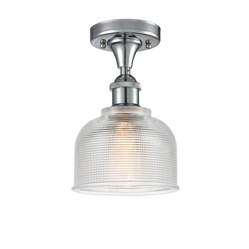 Dayton Semi-Flush Mount shown in the Polished Chrome finish with a Clear shade