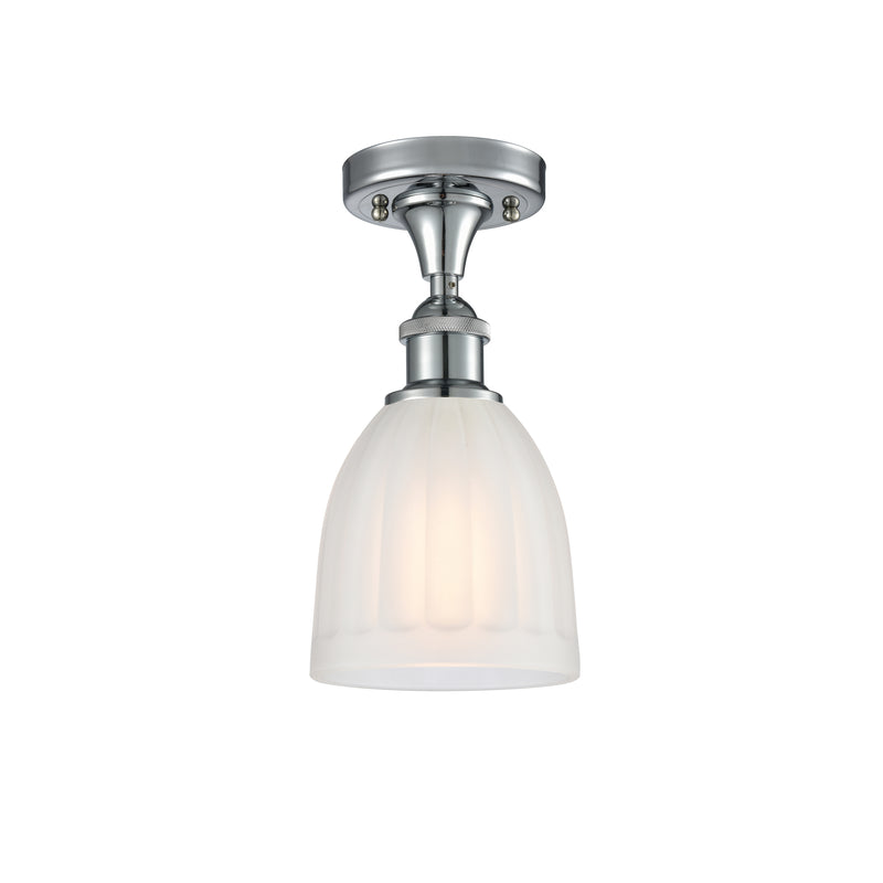 Brookfield Semi-Flush Mount shown in the Polished Chrome finish with a White shade