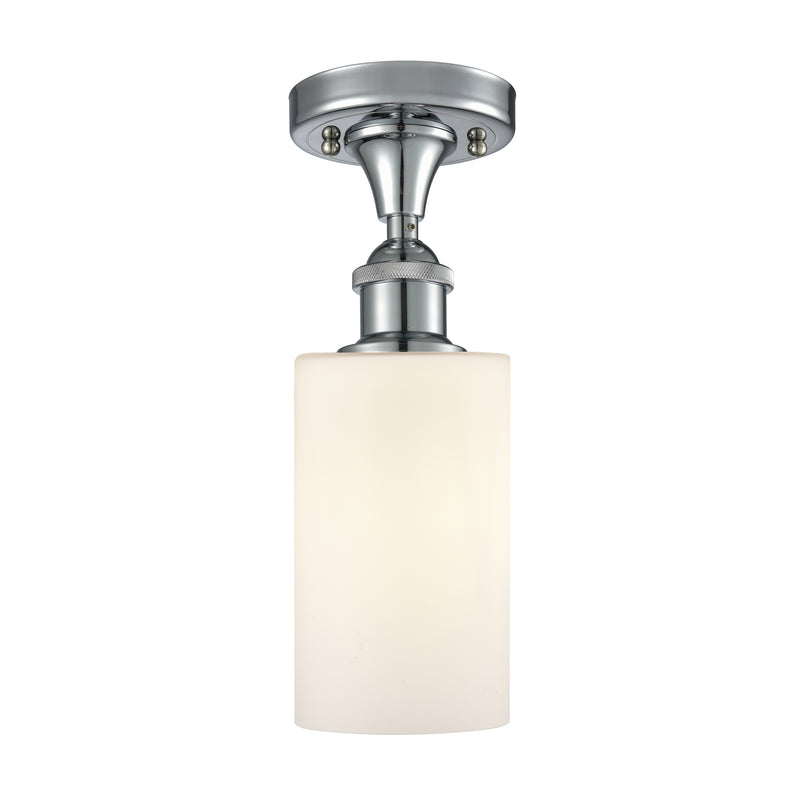 Clymer Semi-Flush Mount shown in the Polished Chrome finish with a Matte White shade