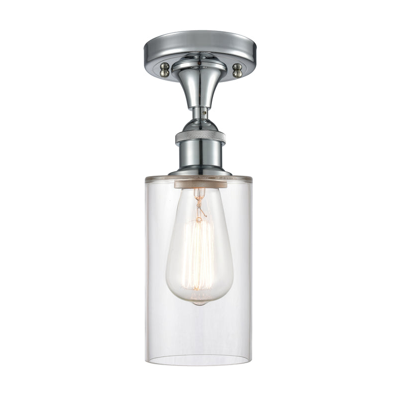 Clymer Semi-Flush Mount shown in the Polished Chrome finish with a Clear shade