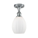 Eaton Semi-Flush Mount shown in the Polished Chrome finish with a Matte White shade