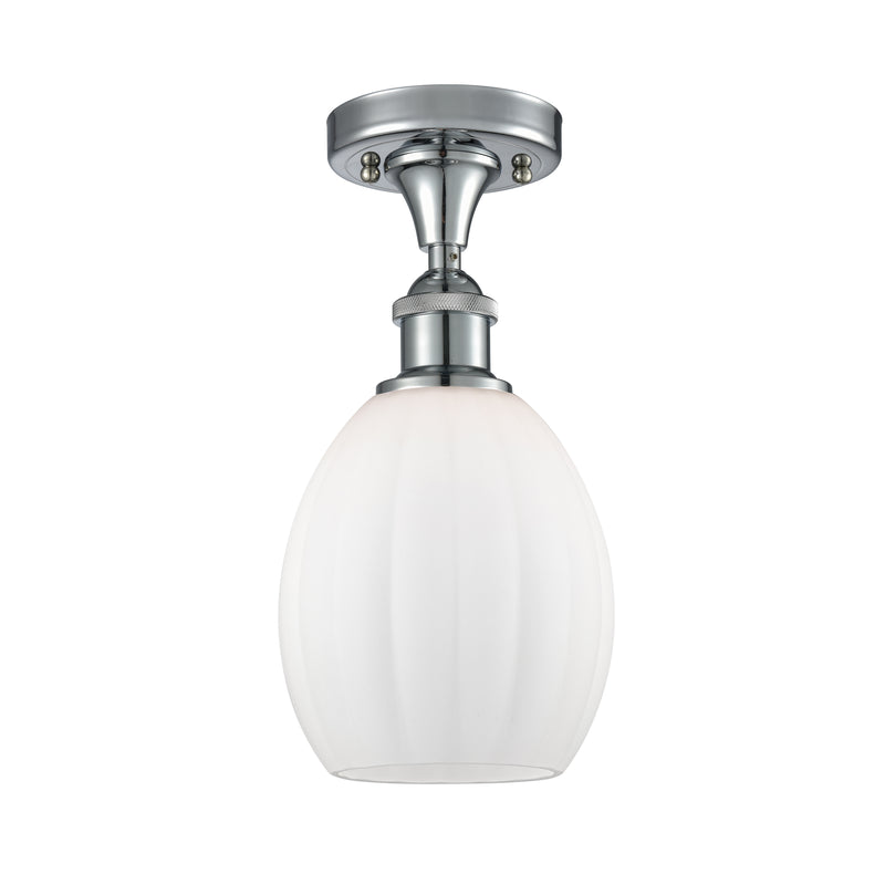 Eaton Semi-Flush Mount shown in the Polished Chrome finish with a Matte White shade