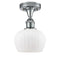 Fenton Semi-Flush Mount shown in the Polished Chrome finish with a Matte White shade