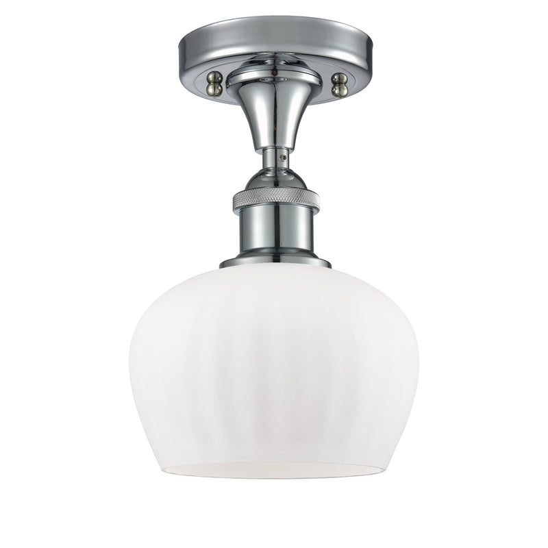 Fenton Semi-Flush Mount shown in the Polished Chrome finish with a Matte White shade