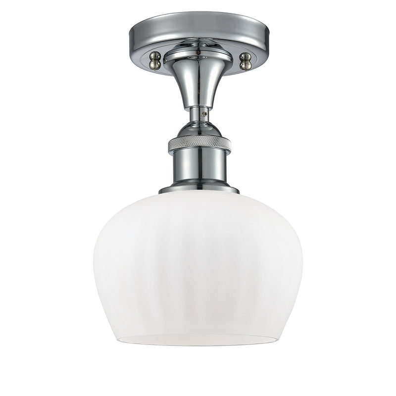 Fenton Semi-Flush Mount shown in the Polished Chrome finish with a Matte White shade