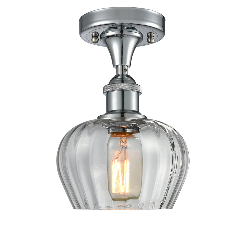 Fenton Semi-Flush Mount shown in the Polished Chrome finish with a Clear shade