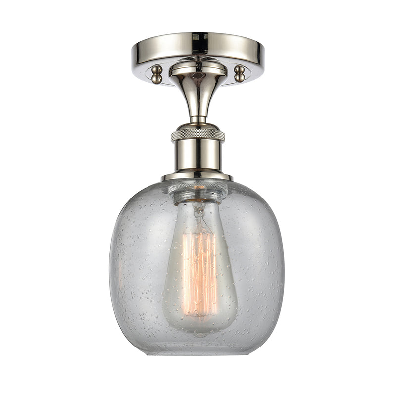 Belfast Semi-Flush Mount shown in the Polished Nickel finish with a Seedy shade