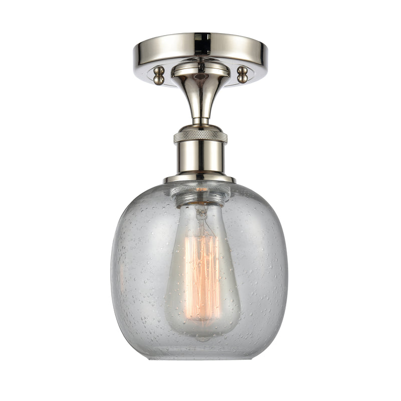 Belfast Semi-Flush Mount shown in the Polished Nickel finish with a Seedy shade