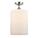 Cobbleskill Semi-Flush Mount shown in the Polished Nickel finish with a Matte White shade