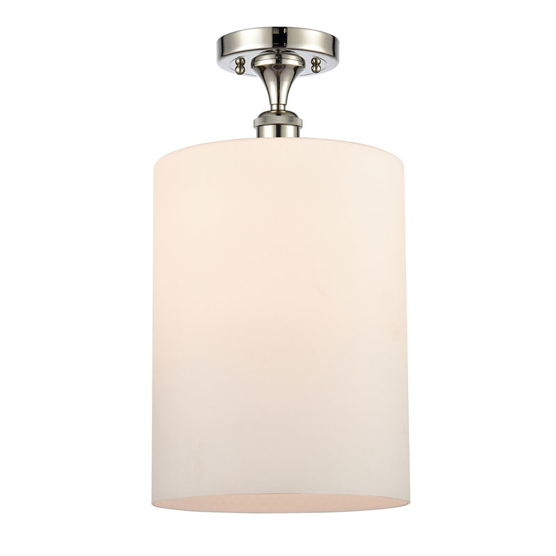 Cobbleskill Semi-Flush Mount shown in the Polished Nickel finish with a Matte White shade