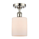 Cobbleskill Semi-Flush Mount shown in the Polished Nickel finish with a Matte White shade