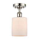 Cobbleskill Semi-Flush Mount shown in the Polished Nickel finish with a Matte White shade