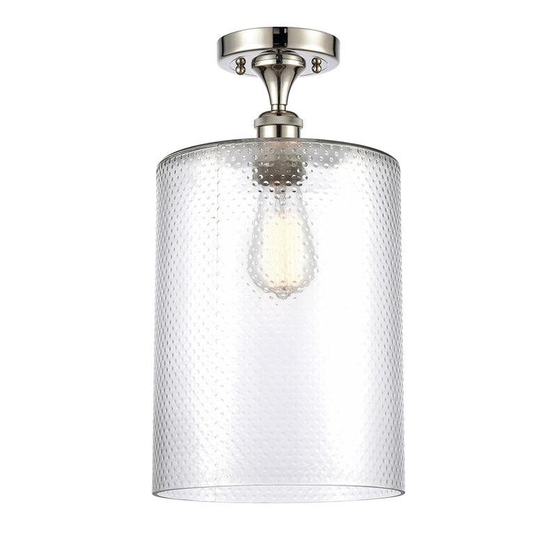 Cobbleskill Semi-Flush Mount shown in the Polished Nickel finish with a Clear shade