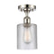 Cobbleskill Semi-Flush Mount shown in the Polished Nickel finish with a Clear shade