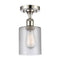 Cobbleskill Semi-Flush Mount shown in the Polished Nickel finish with a Clear shade