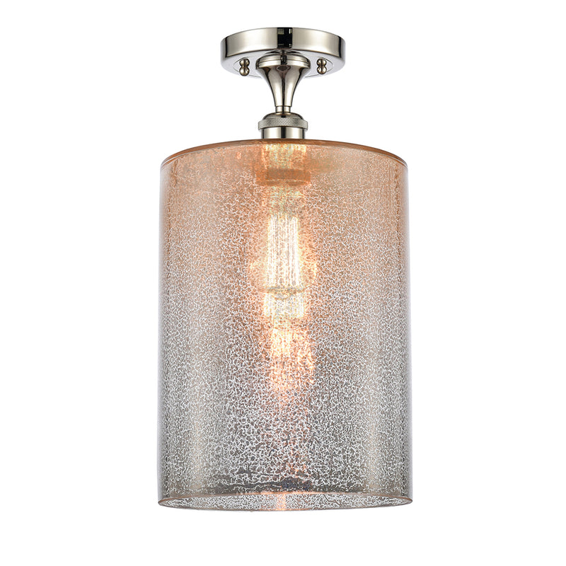 Cobbleskill Semi-Flush Mount shown in the Polished Nickel finish with a Mercury shade