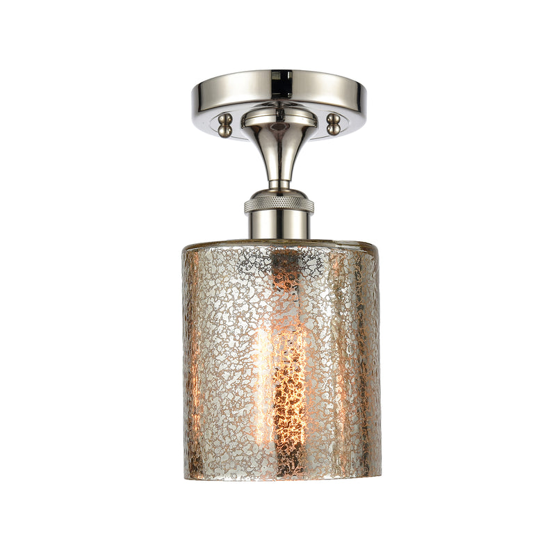 Cobbleskill Semi-Flush Mount shown in the Polished Nickel finish with a Mercury shade