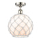 Farmhouse Rope Semi-Flush Mount shown in the Polished Nickel finish with a White Glass with White Rope shade