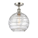 Deco Swirl Semi-Flush Mount shown in the Polished Nickel finish with a Clear shade