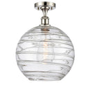 Deco Swirl Semi-Flush Mount shown in the Polished Nickel finish with a Clear shade