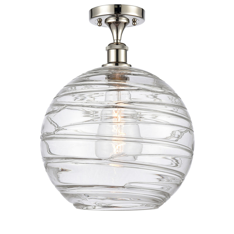 Deco Swirl Semi-Flush Mount shown in the Polished Nickel finish with a Clear shade