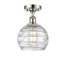 Deco Swirl Semi-Flush Mount shown in the Polished Nickel finish with a Clear shade