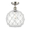 Farmhouse Rope Semi-Flush Mount shown in the Polished Nickel finish with a Clear Glass with White Rope shade