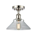 Orwell Semi-Flush Mount shown in the Polished Nickel finish with a Clear shade