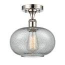 Gorham Semi-Flush Mount shown in the Polished Nickel finish with a Charcoal shade