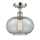 Gorham Semi-Flush Mount shown in the Polished Nickel finish with a Charcoal shade