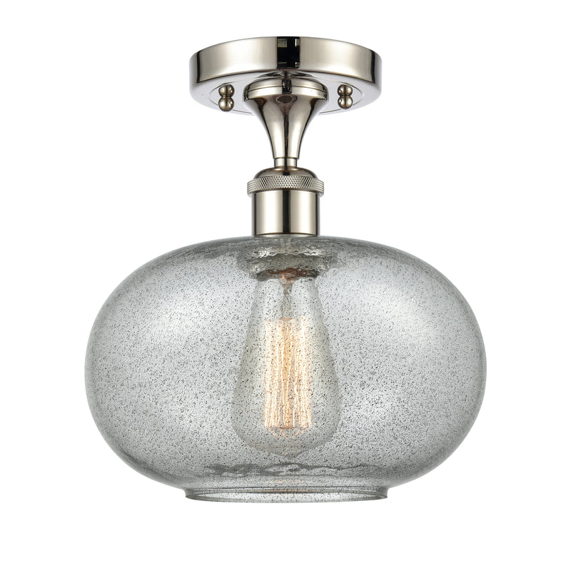 Gorham Semi-Flush Mount shown in the Polished Nickel finish with a Charcoal shade