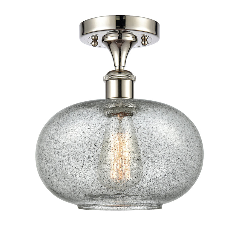 Gorham Semi-Flush Mount shown in the Polished Nickel finish with a Charcoal shade