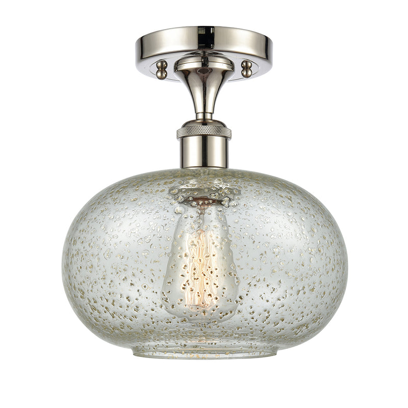 Gorham Semi-Flush Mount shown in the Polished Nickel finish with a Mica shade