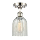 Caledonia Semi-Flush Mount shown in the Polished Nickel finish with a Mouchette shade