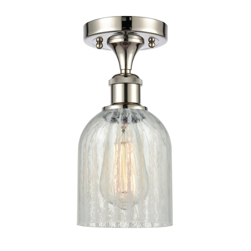 Caledonia Semi-Flush Mount shown in the Polished Nickel finish with a Mouchette shade