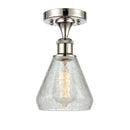 Conesus Semi-Flush Mount shown in the Polished Nickel finish with a Clear Crackle shade