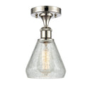 Conesus Semi-Flush Mount shown in the Polished Nickel finish with a Clear Crackle shade