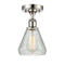 Conesus Semi-Flush Mount shown in the Polished Nickel finish with a Clear Crackle shade