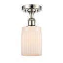 Hadley Semi-Flush Mount shown in the Polished Nickel finish with a Matte White shade