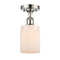 Hadley Semi-Flush Mount shown in the Polished Nickel finish with a Matte White shade