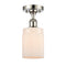 Hadley Semi-Flush Mount shown in the Polished Nickel finish with a Matte White shade
