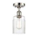 Hadley Semi-Flush Mount shown in the Polished Nickel finish with a Clear shade