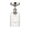 Hadley Semi-Flush Mount shown in the Polished Nickel finish with a Clear shade